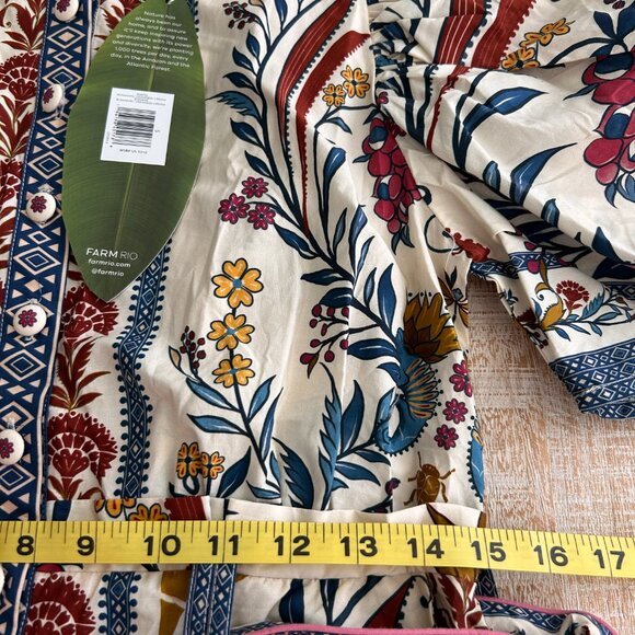 Farm Rio Romantic Lightness Multicolor Floral Romper Size Small NWT - Picture 11 of 14